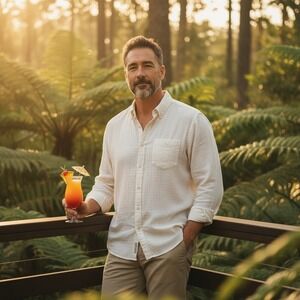 Tommy Bahama Silk Cotton Long Sleeve Button Down Shirt Men's L Cream Textured